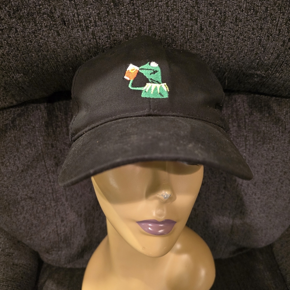Kermit the Frog Sipping Tea Black Hat